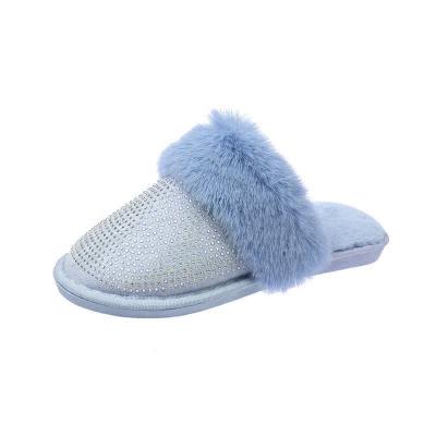 China Fashion Trend Slippers Women Cotton Fur Winter Casual Upper Comfortable Indoor Warm Luxury Bow Indoor Slippers Bedroom Slippers for sale