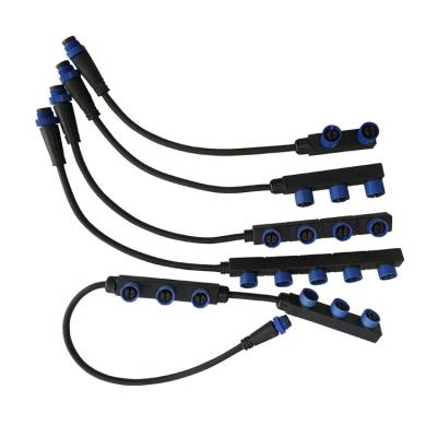 China LED Modules 2 Pin 3 4 5 6-Terminal Connector Waterproof Power Cable IP67 IP68 Series Distribution Cord M15 for sale