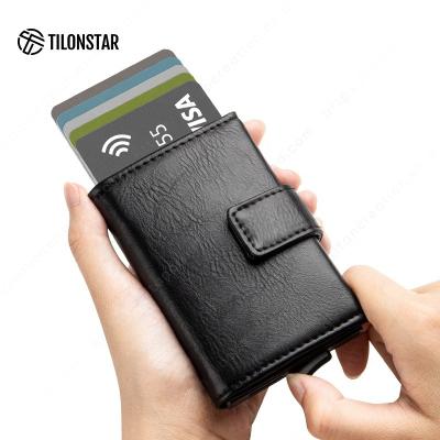 China RFID Blocking Protects Noise Anti Theft Slim Card Holder Stand Slim Credit Card Holder OEM Wallets Rfid Business Card Holder Aluminum Case for sale