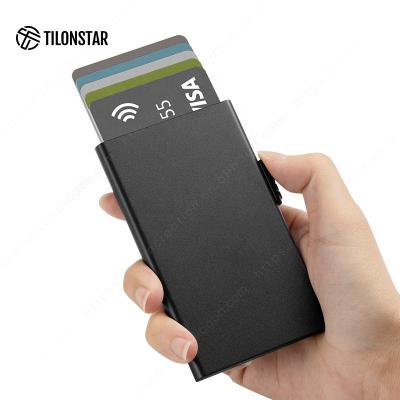 China Normcore/TILONSTAR Minimalist Ultra Thin Metal Rfid Wallet Blocking Noise Up Aluminum Card Holder for sale