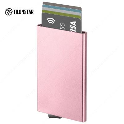 China Normcore/Minimalist Aluminum Metal Custom Noise Up Card Wallet Minimalist Slim Wallet Rfid Blocking Anti-theft Metal Wallet for sale