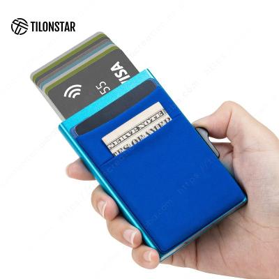 China Hot Selling Minimalist Normcore/Noise Meteal Wallet Elastic Business Wallet RFID Card Case Up Card Holders for sale