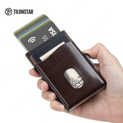 China Normcore/Minimalist RTS Fast Delivery Customized Rfid Wallet With Outer Pocket Slim Pop Up Card Wallet Smart Aluminum Wallet for sale