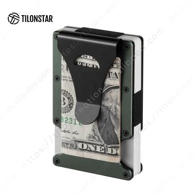 China Normcore/Custom Aluminum LOGO Ultra Thin Money Clip RFID Wallet Men Card Holder Matt Material Metal Card Holder Minimalist RFID Wallet for sale