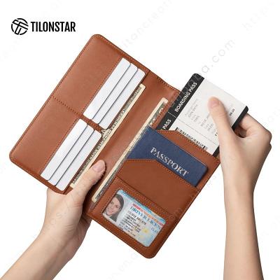 China Fashion TILONSTAR RFID Safe Stylish Blocking Genuine Leather Travel Cover Case Wallet Passport Holder Black Organizer for sale