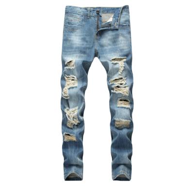 China Light Color Tapered Men's Ripped Slim Straight Ripped Big Fit Men'S Jeans Breathable Jeans for sale