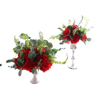 China Queen's Centerpiece Wedding Home Rose Bouquet Artifical Silk Flowers 3 Heads Rose Event Decoration Hot Sale For Table Reception Floral Centerpiece for sale