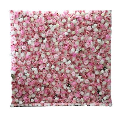 China New Fabric Base+silk Fabric Flower Type Top Sale Flowerwall Wedding Artificial Silk Flower Centerpiece Flower Rose Flower Wall Panel Backdrop for sale