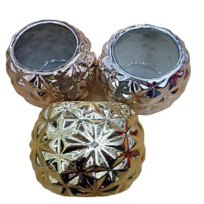 China China Style Creative Retro Succulent Ceramic Flower Pot Potted Combination Gold Silver Small Decorative Garden for sale