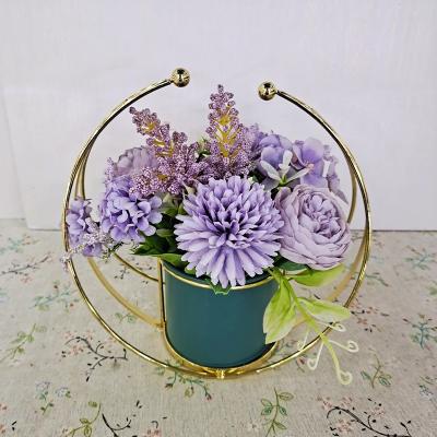 China Touch moon wrought iron wedding background shopping mall window home decoration simulation natural flower for sale