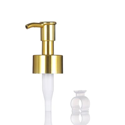 China Non Spill Customized Cosmetics 24/410 28/410 Gold Plastic Lotion Pump With Clip for sale