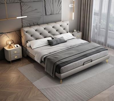 China Italian High Quality Luxury Queen Storage Soft Bed Frame (Other) Adjustable With Creative Gas Lift Bedroom Furniture Modern Design Gray for sale