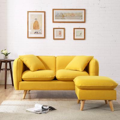 China Other Fashion New 2-Seater Sofa Couch Fabric Furniture Home Yellow Hot Selling Living Room Simple Elegant Loveseat for sale