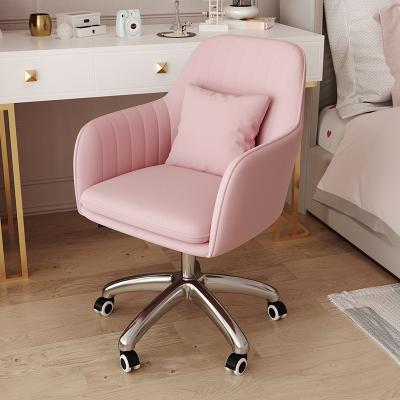 China Simple Design Adjustable Modern High-end Fabric Adjustable Chair (Height) Home Office Furniture Rotation Office Chairs Pink for sale