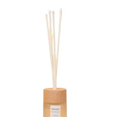 China Round 50ML Glass Viable Bottle Fragrance Home Decoration Aroma Essential Oil Rattan Sticks Reed Diffuser With Wooden Flower for sale