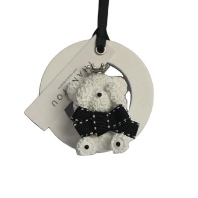 China Viable Handmade White Hanging Ring Bear Incense Plaster Incense Car Borescope Accessories Necklace Pendant Handsome for sale