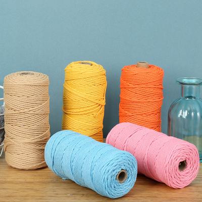 China Multi Viable Colorful Macrame 4mm 3 Strings 3mm Cotton Rope Twisted Cotton Rope Strands 4 Lick Macrame Cotton Rope for sale