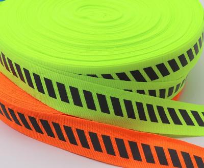 China High Tenacity Outdoor Safety Warning Flame Retardant Reflective Webbing Polyester Webbing Tape Printed Webbing For Sports Bags Clothes for sale