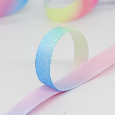 China Other Gradient Rainbow Webbing 4cm Polyester Webbing 4cm Jacquard Polyester Eco-friendly Colorful Heat Transfer Printed Webbing 40mm for sale