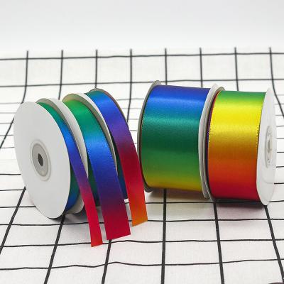 China Other Wholesale Eco-Friendly Printed Webbing 15MM Rainbow Webbing Colorful 25mm Polyester Jacquard Webbing Customized New Design for sale