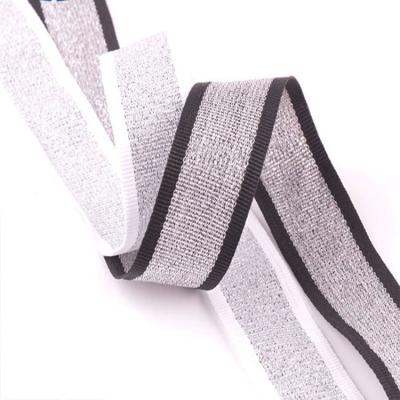 China Eco - Friendly Gold And Multi Color Ribbon Slik Striped Striped Polyester Webbing 2.5MM Band for sale