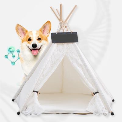 China Soft Toy Pet Cat Dog Rabbit Teepee With Cushion Portable Puppy Animals Cubs Bed Toy Tent for sale