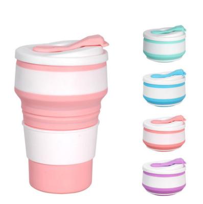 China Reusable Wholesale Portable Sports Travel Reusable Bpa Free Collapsible Water Coffee Cups Collapsible Silicon Folding Cup for sale