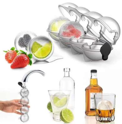 China Amazon Viable Hot Sale Four-hole Whiskey Round Ice Hockey Cube Tray Ball Mold 4 Hole Reusable Ice Maker Cooler for sale