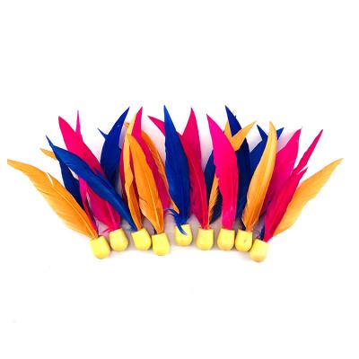 China Feather Bulk Elastic High Balls Beach Lawn Yard Outdoor Game Kids Play Natural Shuttlecock Beach Paddle Shuttlecocks for sale