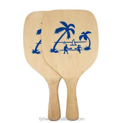 China Customized MDF beach racket pickleball wooden paddles by logo and design beach racquet poplar beach tennis racket set for sale