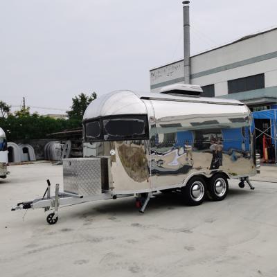 China UKUNG vegetable processing plant mirror surface stainless steel draft trailer equipped with kitchen equipment, food trailer for sale for sale