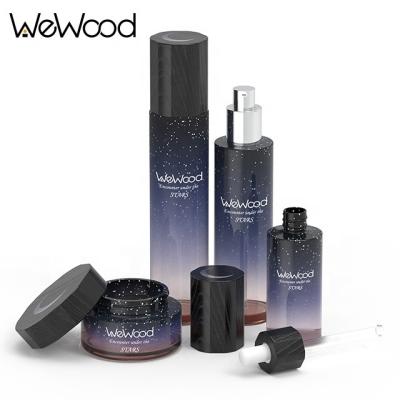 China Unique Fashionalbe Fancy Lotion Cream Dropper Empty Glass Toner Cosmetics Containers Packaging Set for sale