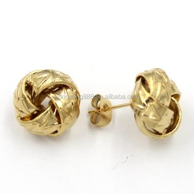 China Factory Price Latest High Shiny Polished Cooper Made Gold Plated Love Twist Knot Stud Earring for sale