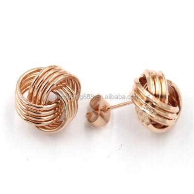 China High Shiny Polished Rose Gold Love Knot Stud Earrings Various Sizes Available for sale