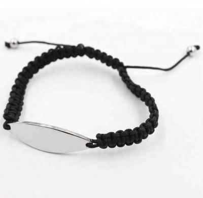 China 2018 Fashionable Stainless Steel Material Free Engraved Inspirational Metal Plate Woven Bracelet for sale