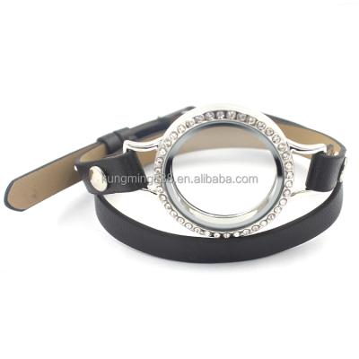 China ALLOY Fashion Leather Wrist Strap Glass Pendant Bracelet for sale