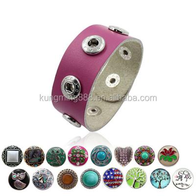 China Decoration Fashion Jewelry Snap Button Bracelets And Leather Bracelets for sale