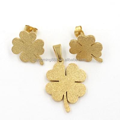 China Pendant And Leaf Clover Earrings Four Shape Stainless Gold Plated Metal Earrings Women Pendant for sale