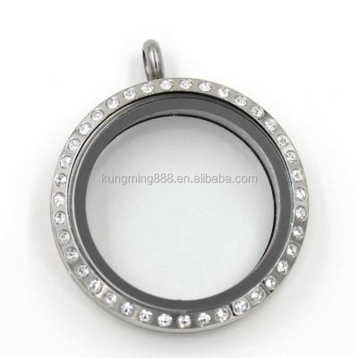 China FASHIONABLE Manufacture Custom Metal Stainless Steel Pendant Floating Glass Pendant for sale