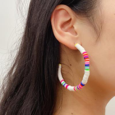 China TRENDY Rainbow Disc Bead Circle Earring Studs Bohemia Summer Beach Handmade Bead Circle Earrings For Women for sale