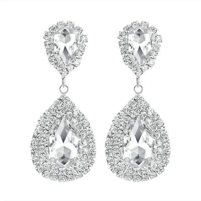 China TRENDY Glitter Rhinestone Crystal Teardrop Earrings Party Jewelry Bridal Wedding Drop Earrings For Women for sale