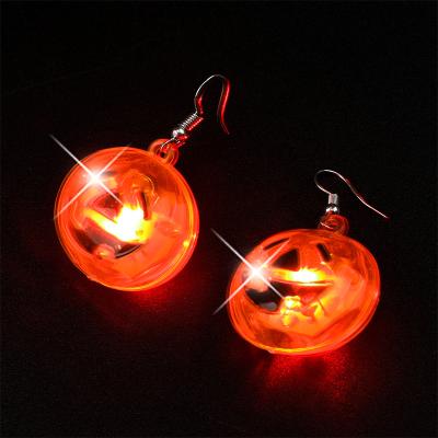 China 2021 TRENDY New Fashion Party Glow in the Dark LED Light Halloween Pumpkin Earrings for sale