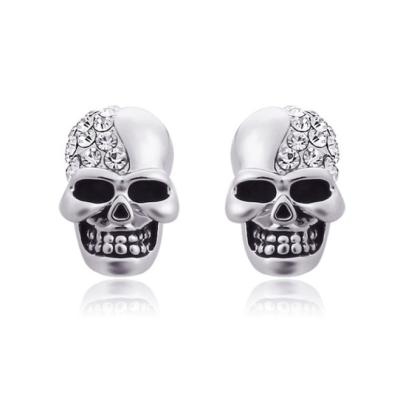 China TRENDY Halloween Vintage Polished Rhinestone Skull Stud Earrings For Women for sale