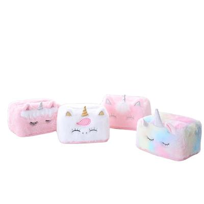 China Decoration& Custom Plush Unicorn Tissue Box/Car Towels Plush Animal Tissue Square Paper Box Gifts Unicorn Tissue For Practical Use/2020 Plush Unicorn Tissue Box for sale