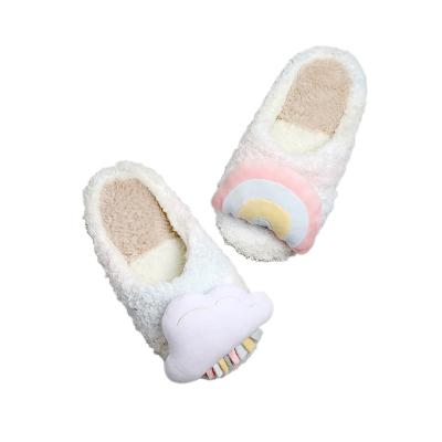 China Custom Fashion Trend Rainbow Clouds Three-Dimensional Stars Slippers Cute Plush Girl Slippers Warm Slippers for sale