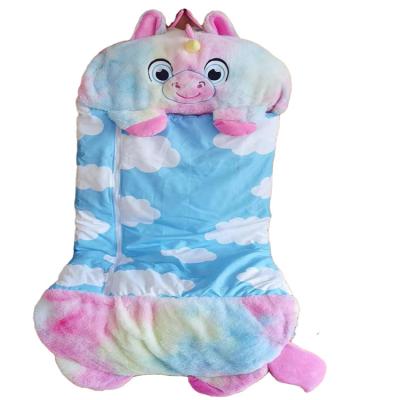 China Hot Sale Unicorn Sleeping Bag Throw Pillows Cartoon European and American Style Children's Happy Camping Unicorn Sleeping Bag For Kids for sale