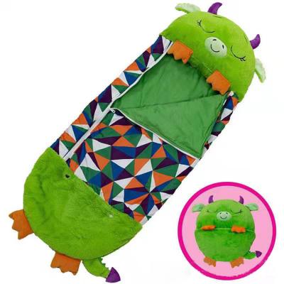 China Cartoon Children's Style Green Dinosaur Happy Camping Sleeping Bag European and American Soft Warm Plaid Dinosaur Camping Sleeping Bag for sale