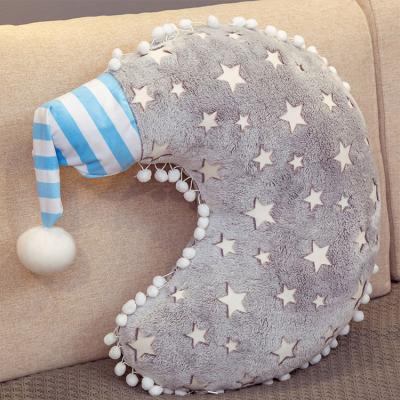 China Sleep Pillow Plush Luminous Material Sky Pillows Sleep Cloud Star Moon Cushion Room Crib Decor Glowing Nature Pillow for sale