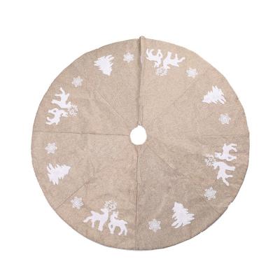 China Decoration& Gift 122cm Christmas Decoration Elk Christmas Tree Round Canvas Embroidered Skirt for sale