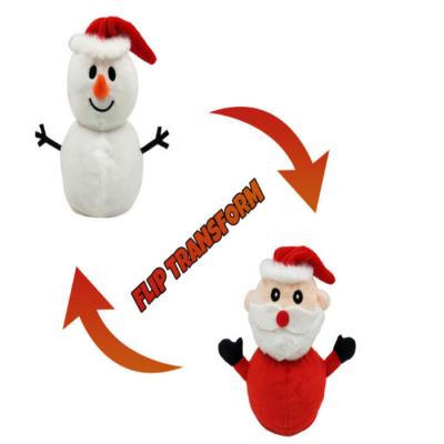 China Gift & Promotion Whosale FlipTransform Cotton Snowmans Double Face Christmas Reversible Dolls Santa Toy Gift Snowman for sale